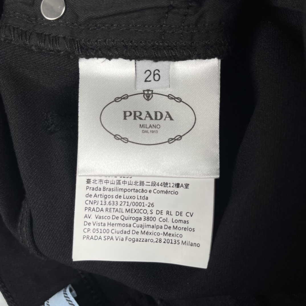 220 PRADA/普拉达 22FW 蝴蝶丝带三角标直筒牛仔裤