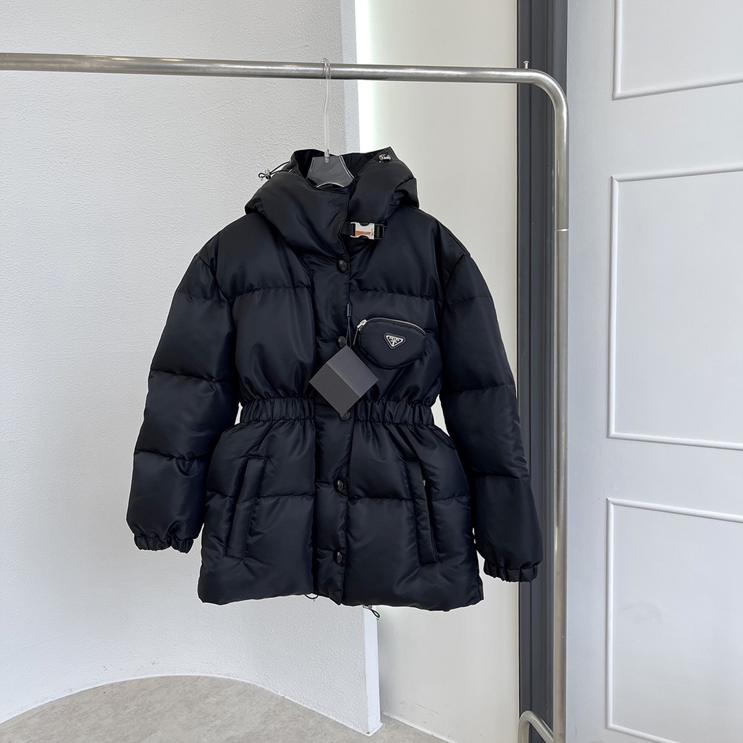 Shop Designer Replica
 Prada Clothing Down Jacket White Nylon Goose Down Fall/Winter Collection