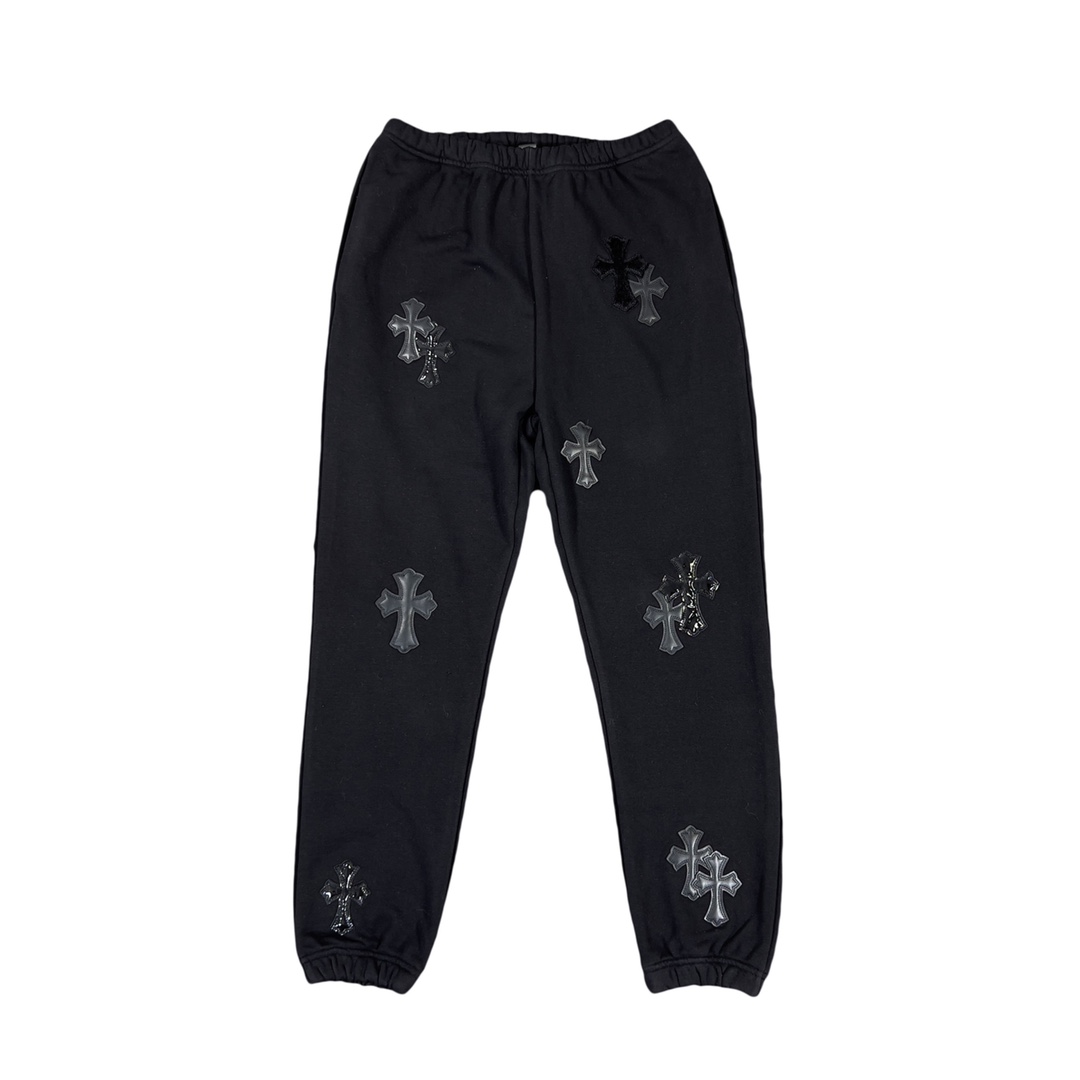 Chrome Hearts Good
 Clothing Pants & Trousers Black Cotton Horsehair Patent Leather Wool Casual