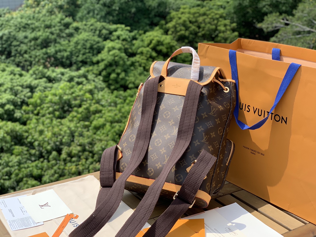 🌼尺寸31-38-11cm海外贸易公司订单！LV新款老花中古BOS🌼PHORE系列小号双肩背包，取材Mo
