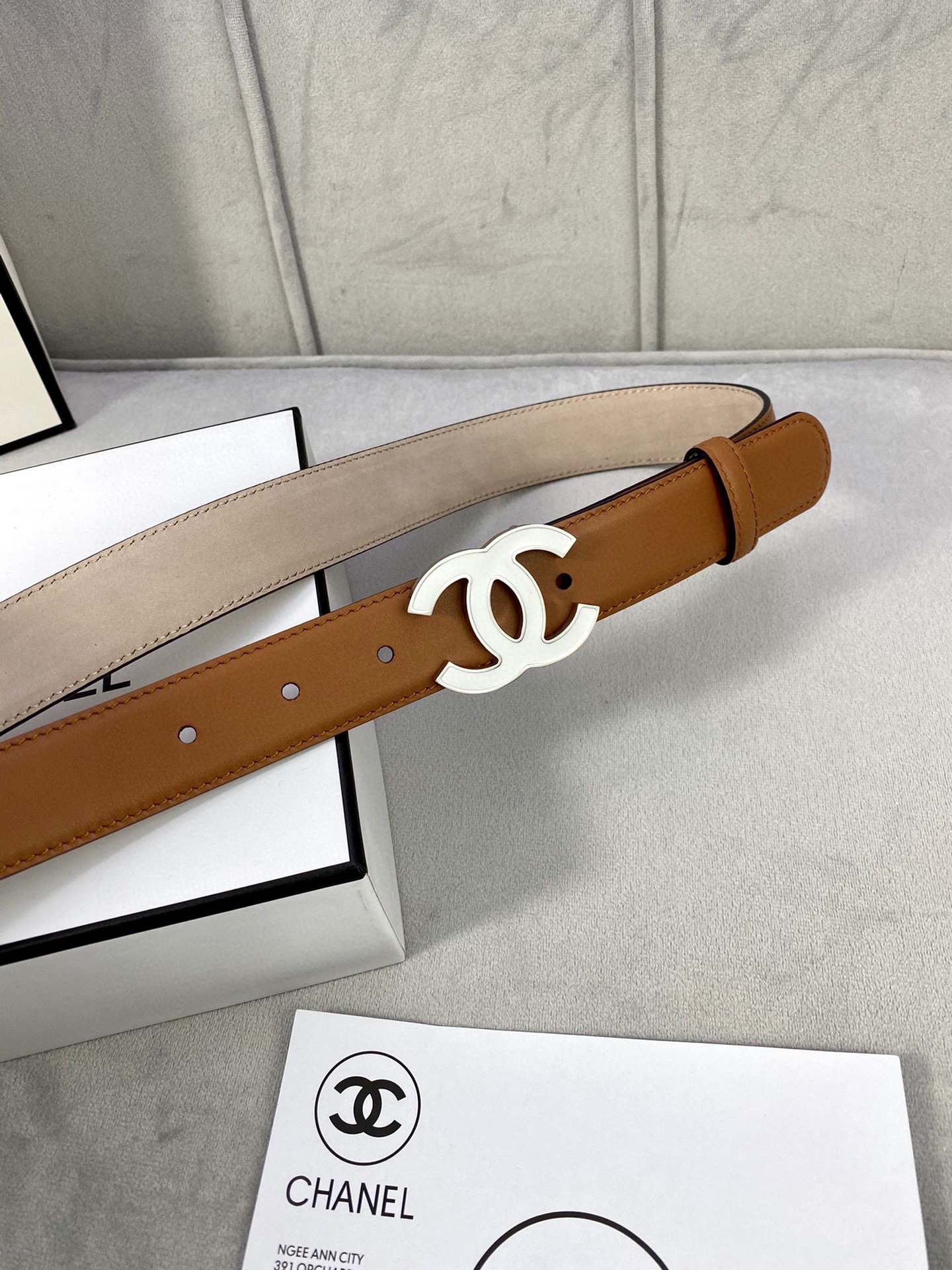 Chanel レディース クラシック ウエストベルト 光沢内張り スエードレザー