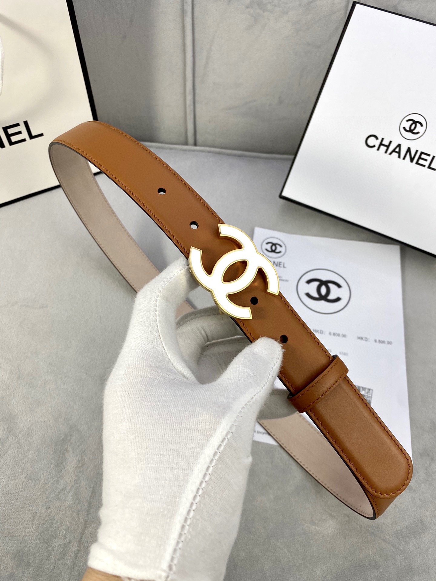 Chanel レディース クラシック ウエストベルト 光沢内張り スエードレザー