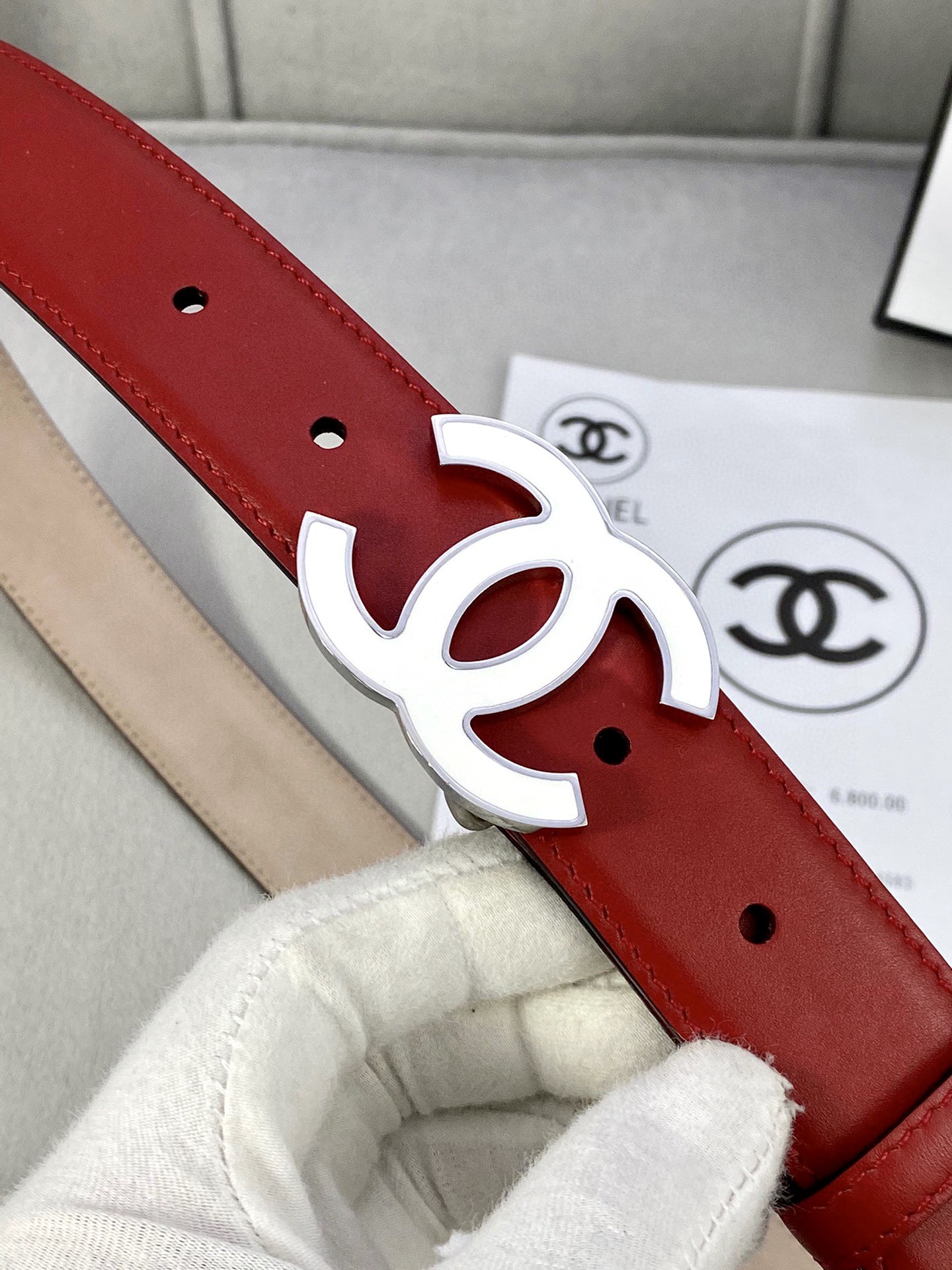 Chanel レディースクラシック 腰ベルト 光沢内張り スエードレザー