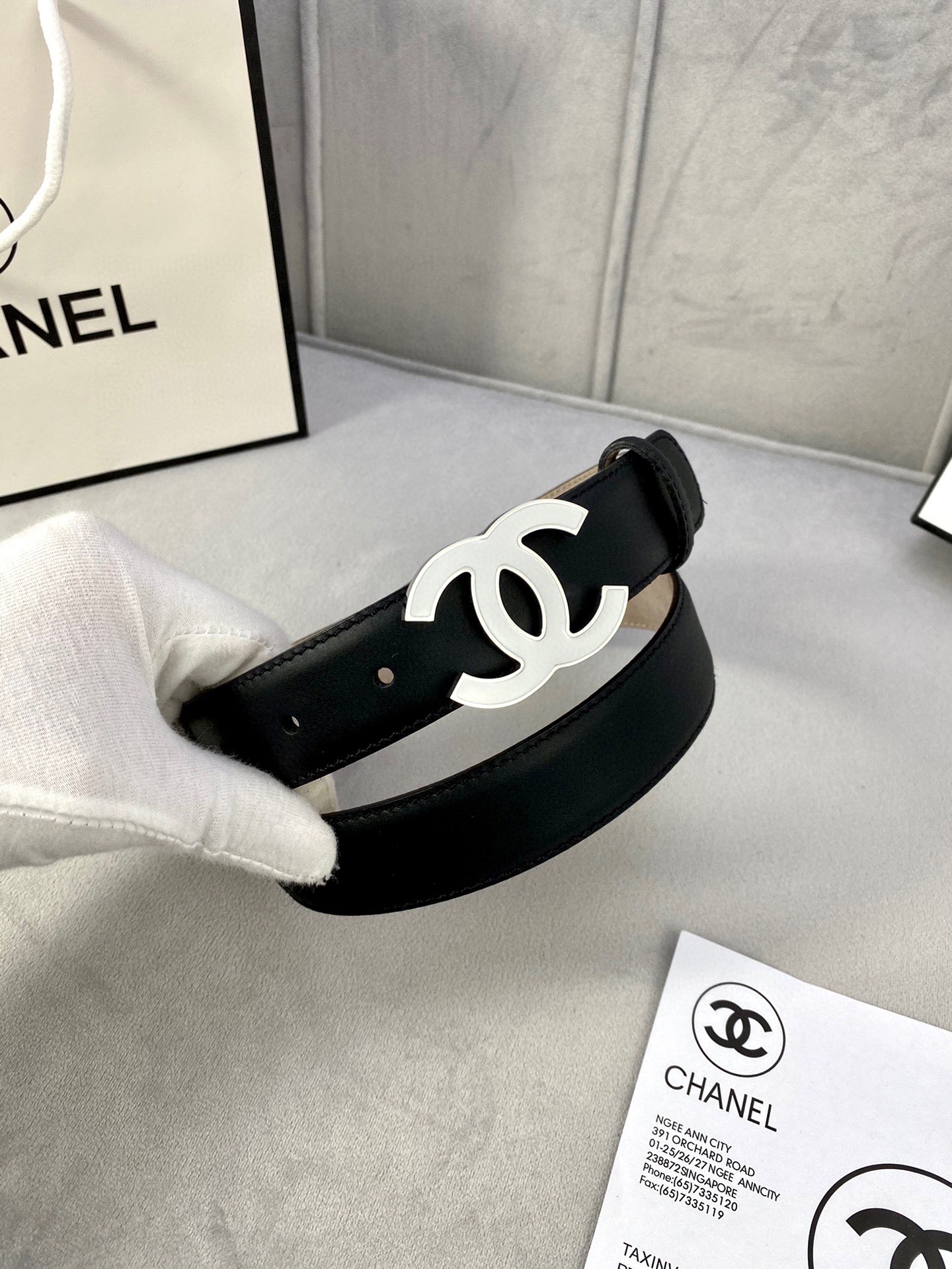 Chanel レディースクラシックウエストベルト 光沢仕上げスエードレザー