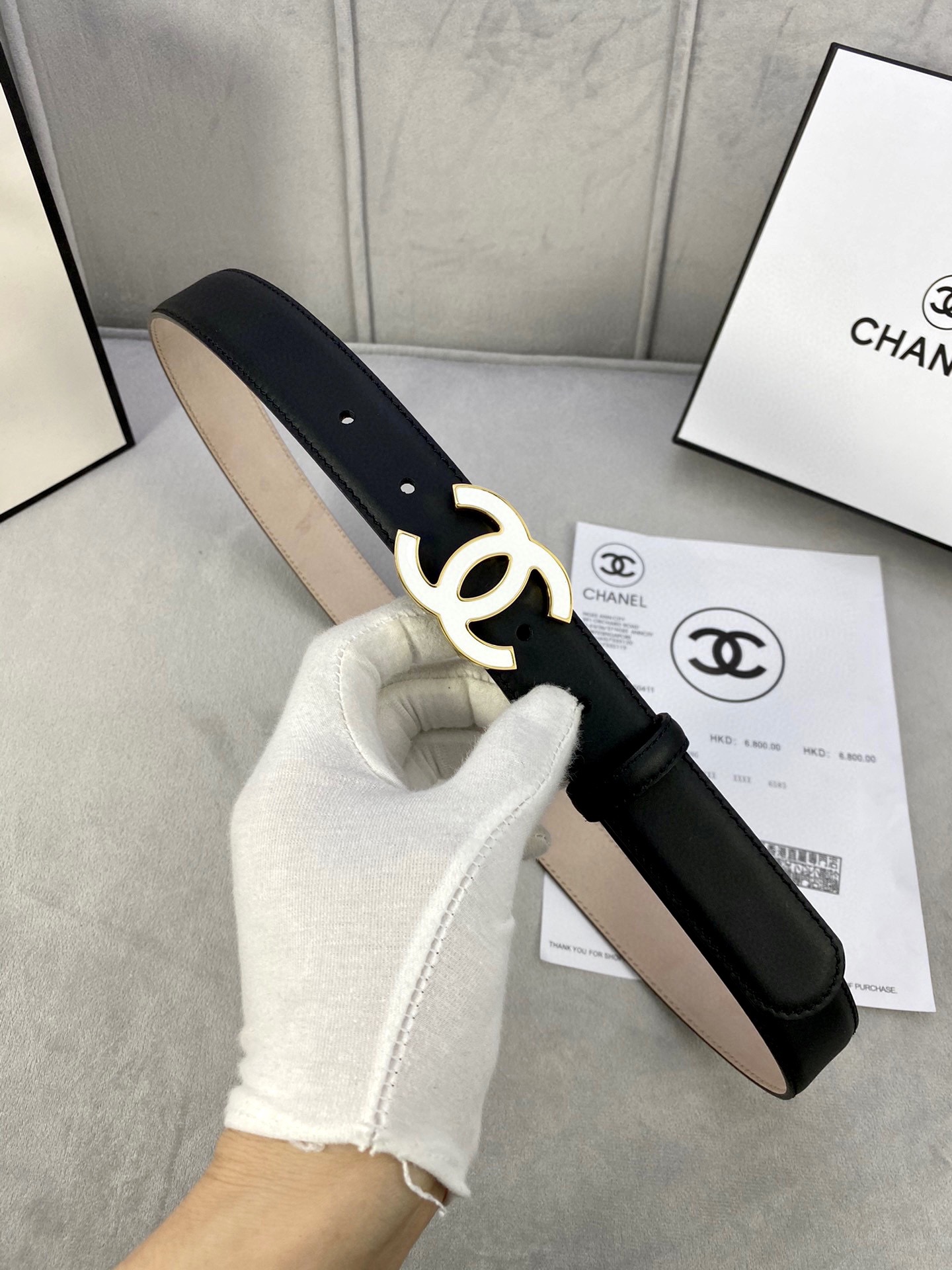 Chanel レディースクラシックウエストベルト 光沢仕上げスエードレザー