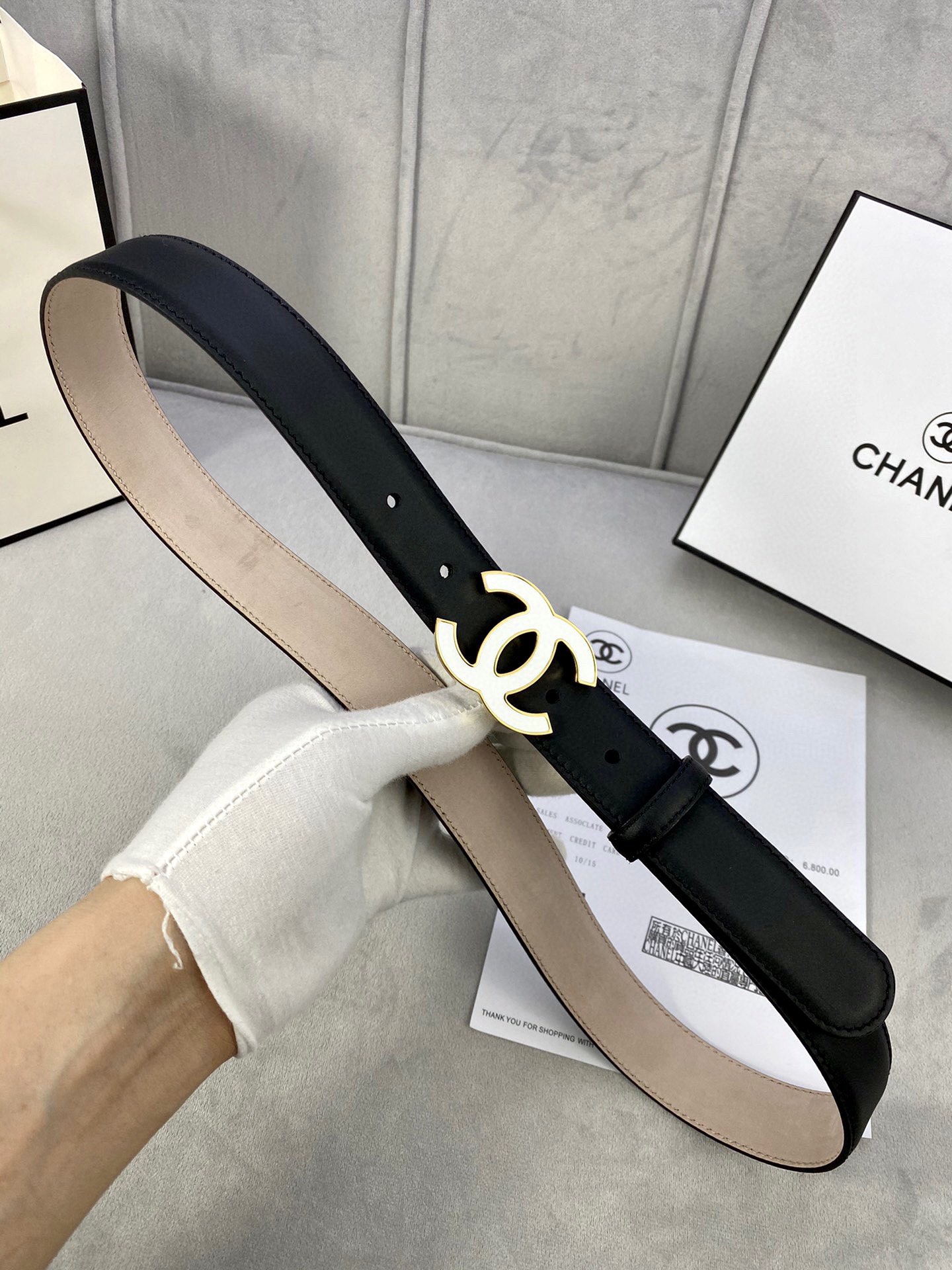 Chanel レディースクラシックウエストベルト 光沢仕上げスエードレザー
