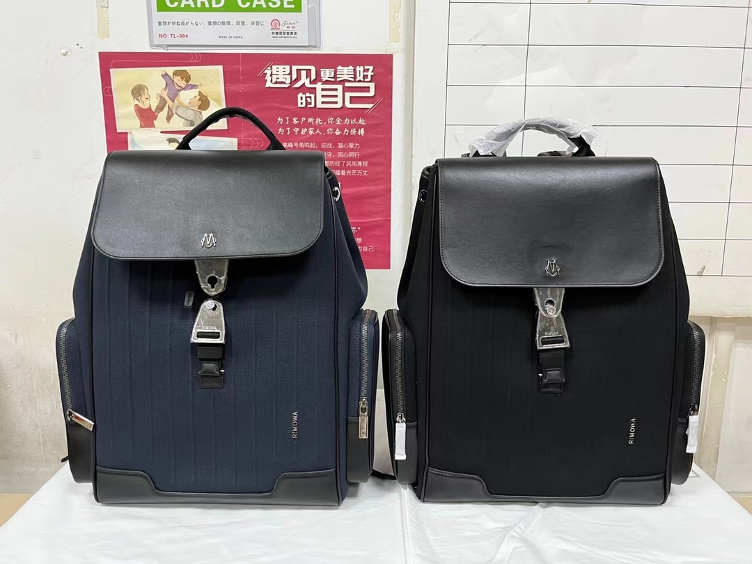 Nuevo producto NEVER STIll azul marino mochila grande 📣, serie de cuero genuino mochila Rimowa