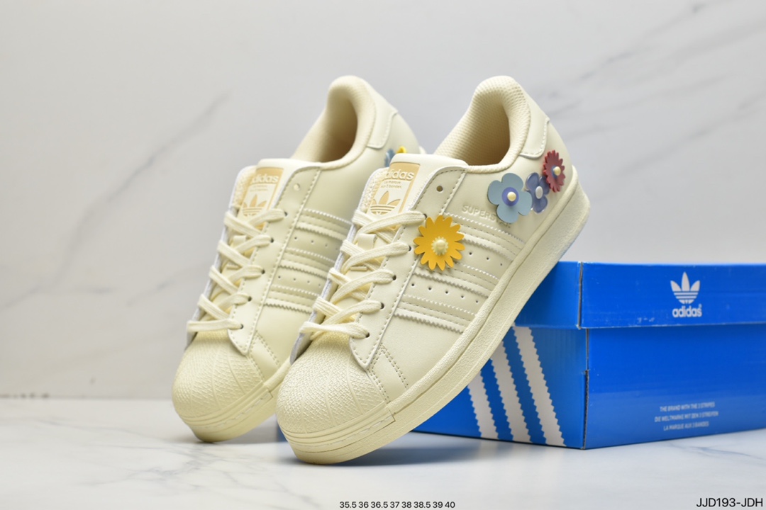 Adidas clover Originals Superstar W ”Beige/Daisy” classic shell head series low help GX2171