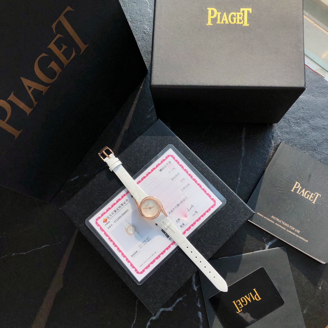 Piaget Limelight Gala Montre Noir Serti de diamants Femmes Peau crocodile Quartz Movement Bracelet en cuir