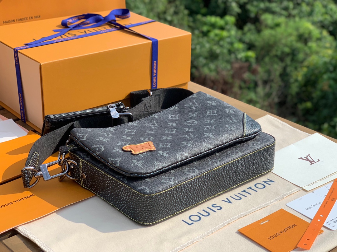 非市场普通货 进口皮料半钢五金 m46340尺寸28-8.5-7cm原厂渠道特供 LV Trio 三合一