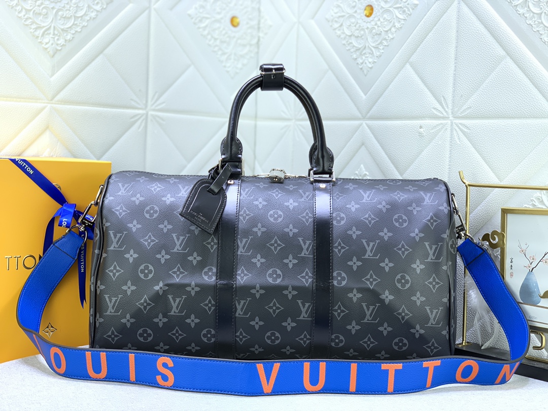 Louis Vuitton LV Keepall Bolsos de viaje La mejor réplica al por mayor
 Negro Monogram Canvas Lona M41418