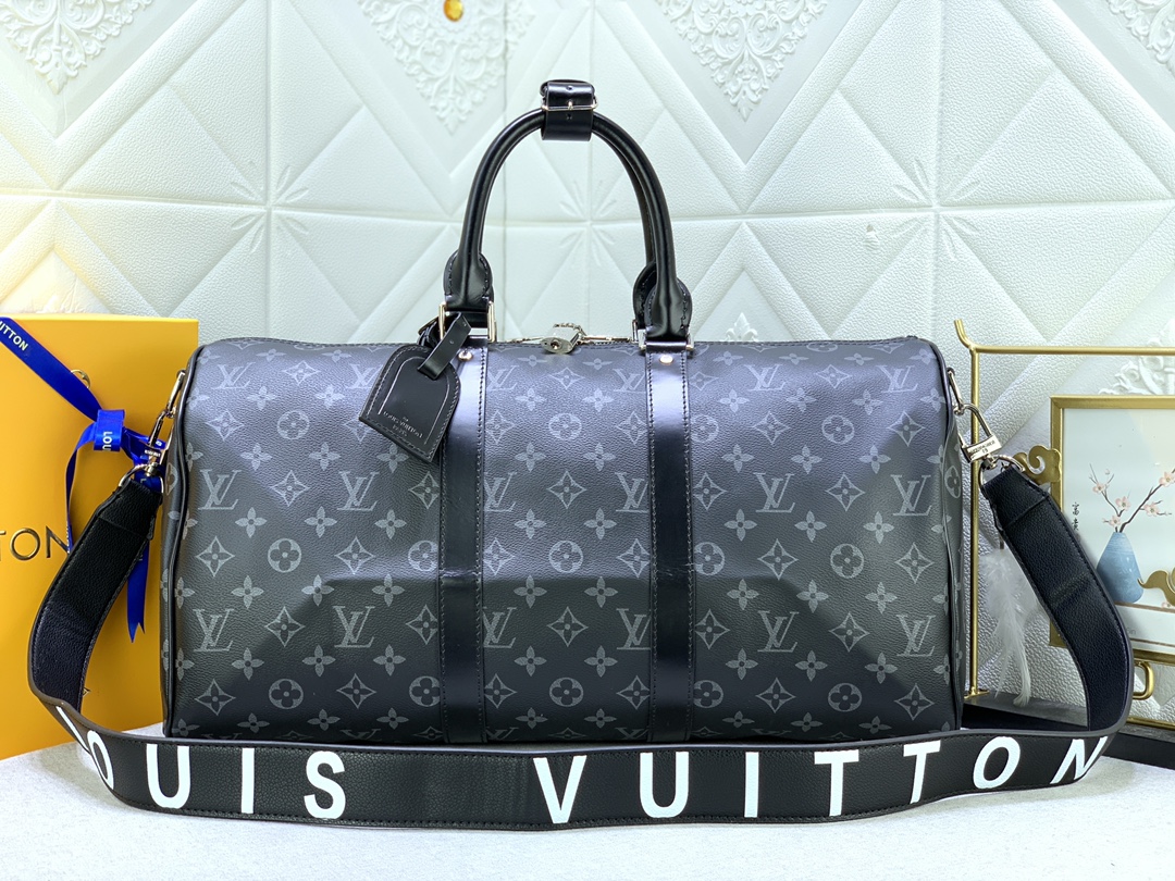 Louis Vuitton LV Keepall Bolsos de viaje Negro Monogram Canvas Lona M41418