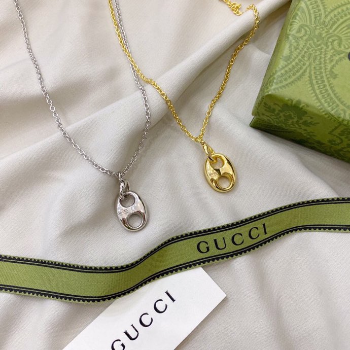 NO:101665,Gucci Gucci 925 sterling silver pig nose necklace size 42cm platinum K yellow, Gucci necklace, gucci, gucci, necklace, pure silver19860909Gucci古驰925纯银猪鼻子项链 尺寸42cm白金 K黄,古驰项链,gucci,gucci,necklace,pure silver,Jewelry