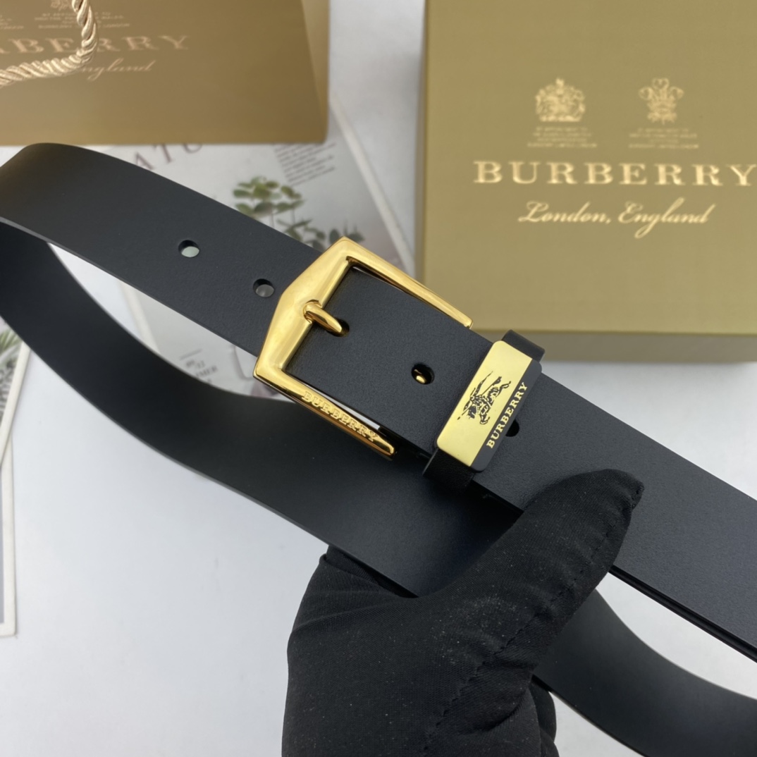 配全套包装礼盒巴宝莉男士花皮腰带35