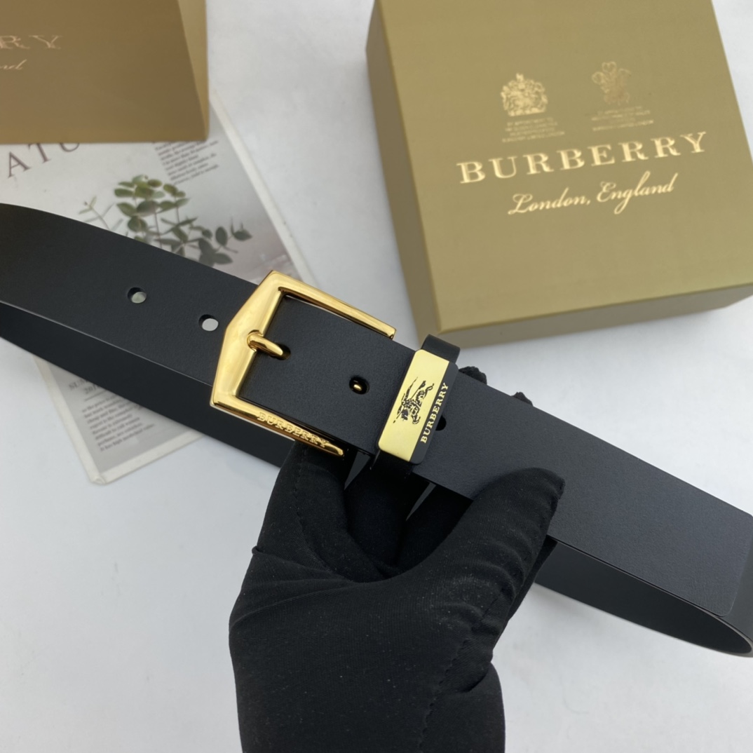 配全套包装礼盒巴宝莉男士花皮腰带35