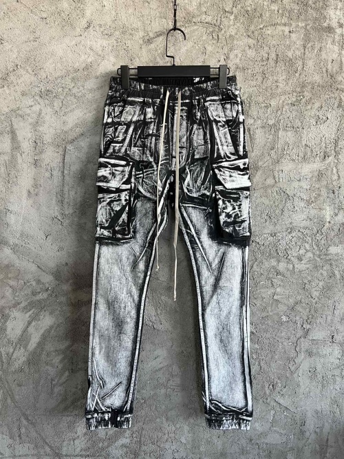 RICK OWENS DRKSHDW جينز عمل مطبوع بطلاء متناثر 2023SS 1 RICK OWENS DRKSHDW جينز عمل مطبوع بطلاء متناثر 2023SS