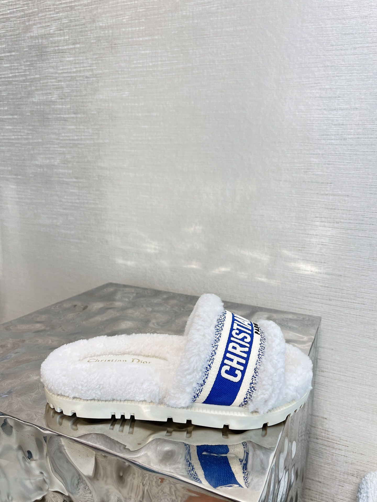 Dior Shoes Slippers White Embroidery Wool Fall/Winter Collection