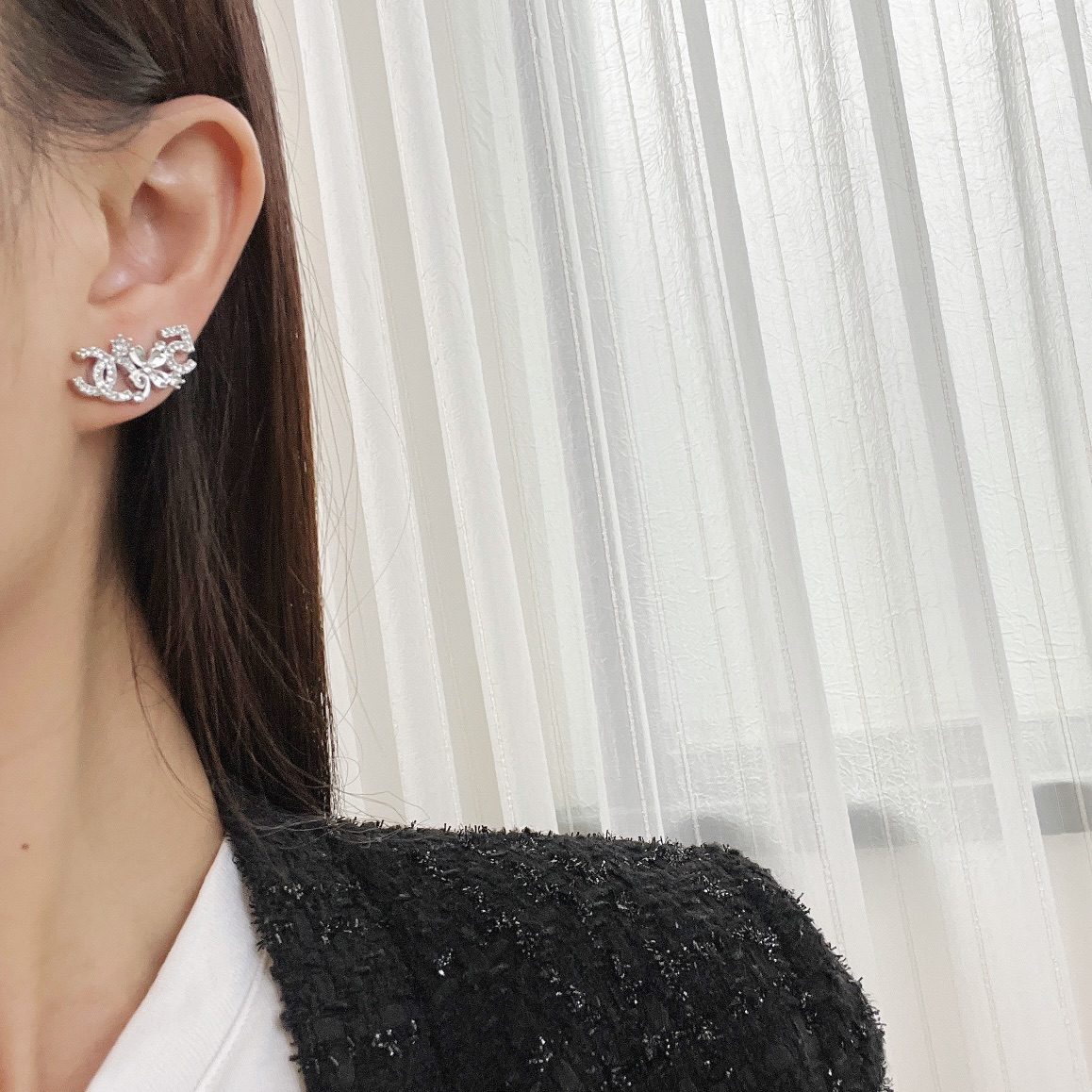 新款☑️CHANEL香奈儿双c四叶草5字耳钉耳环