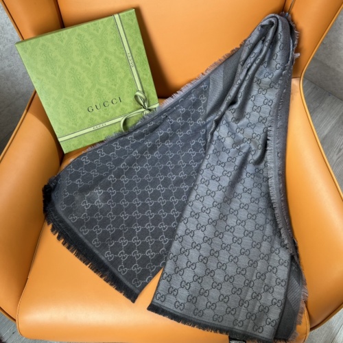 Gucci Wool & Silk Blend GG Logo Scarf - Classic Style, Luxurious Feel