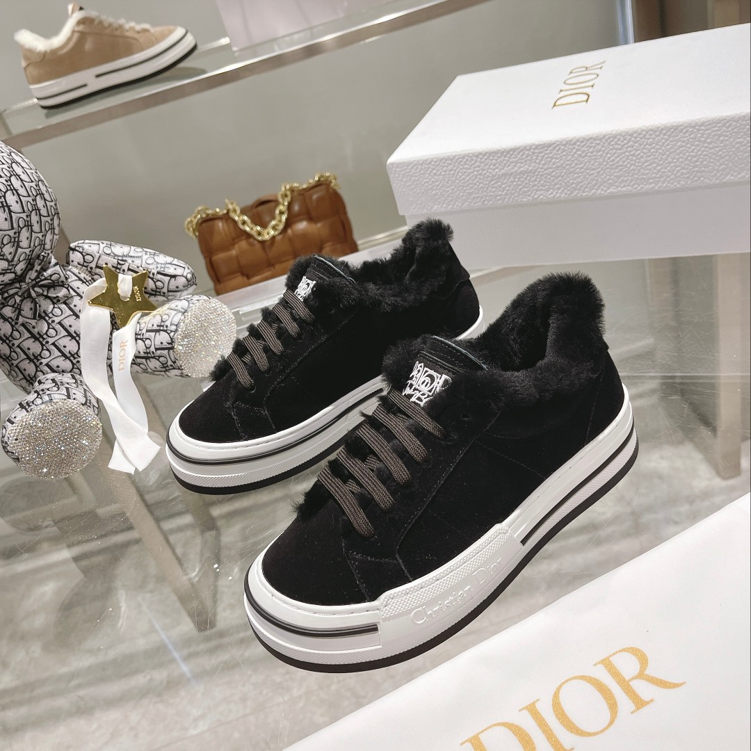 Dior Shoes Sneakers White Openwork Cowhide TPU Wool Fashion Casual