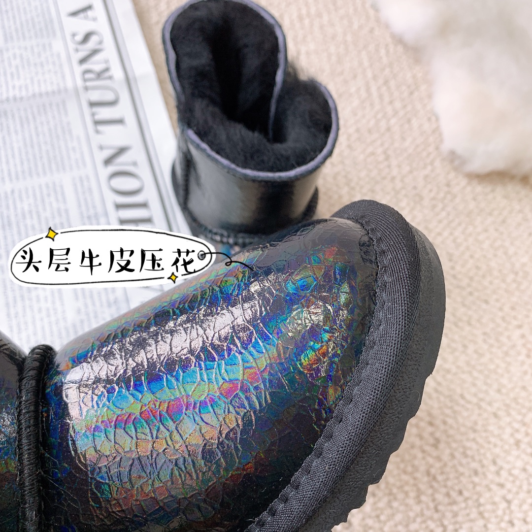 图片[8]-UGG羊毛雪地靴 镭射木扣系列三色～ 材质：头层牛皮压花➕羊毛，防滑牛筋底 ✦既可以时尚好看，也可以防水防污☝🏻 尺码：童25-35-选品中心