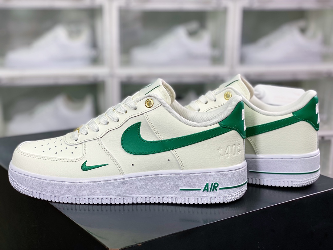 200  Air Force 1 Low”空军一号低帮经典百搭休闲运动板鞋“米白绿双勾金扣”DQ7582-101