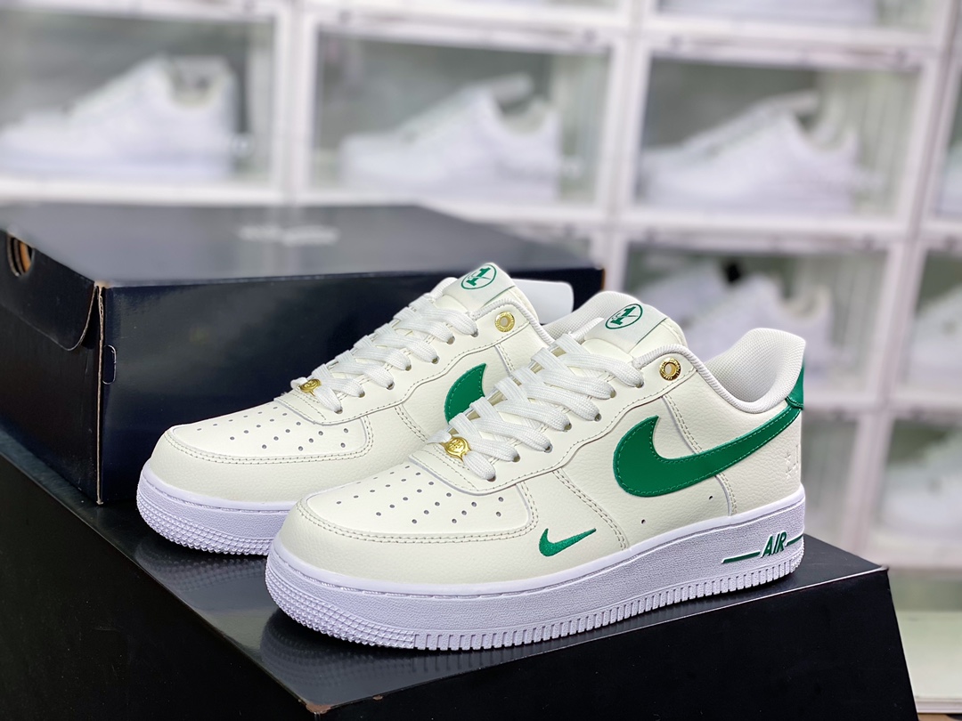 200  Air Force 1 Low”空军一号低帮经典百搭休闲运动板鞋“米白绿双勾金扣”DQ7582-101