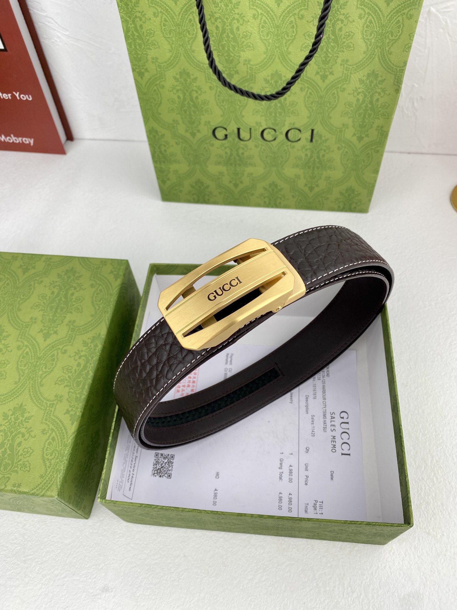 Gucci进口原版头层牛皮宽3.5C