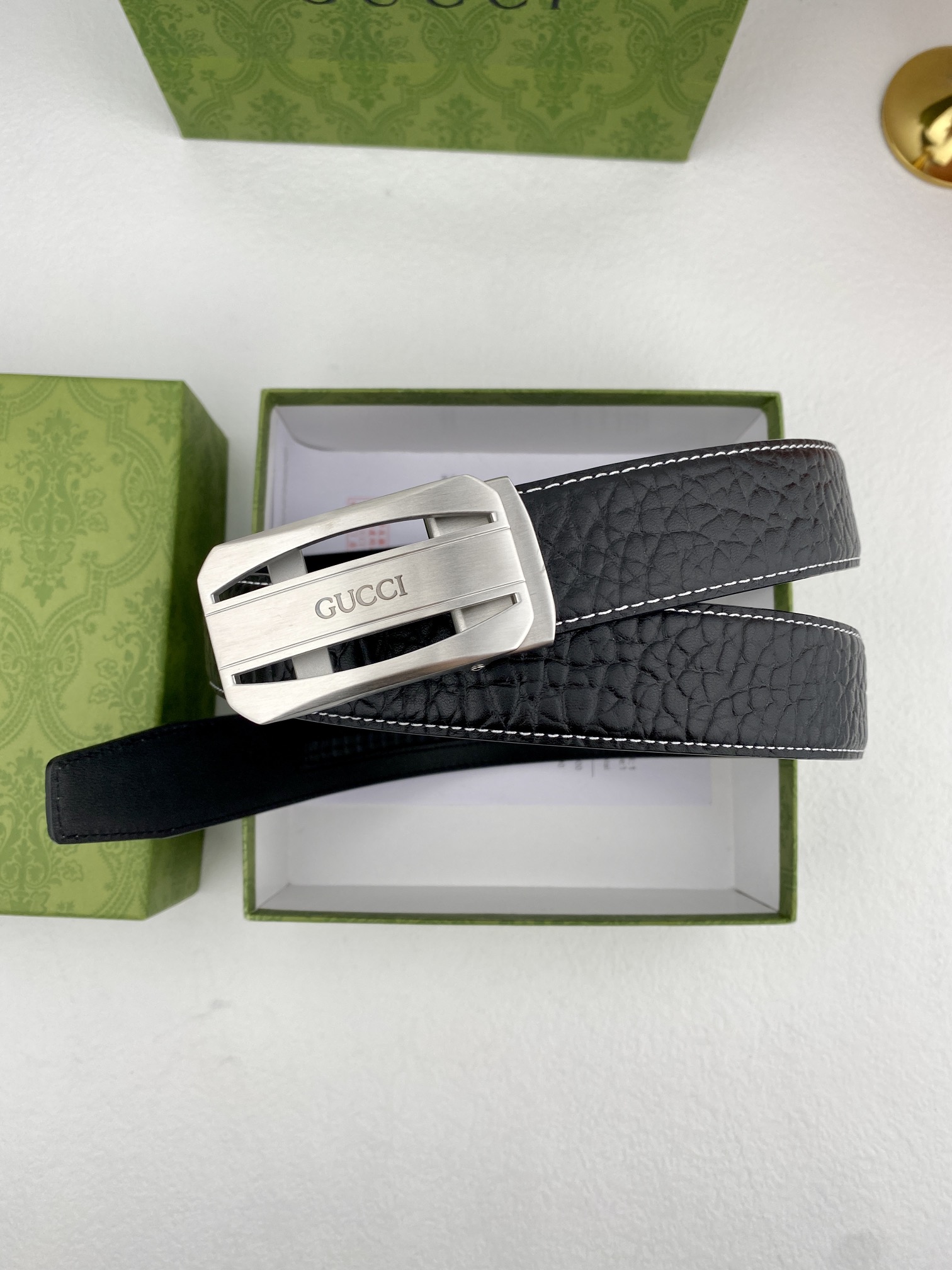 Gucci进口原版头层牛皮宽3.5C