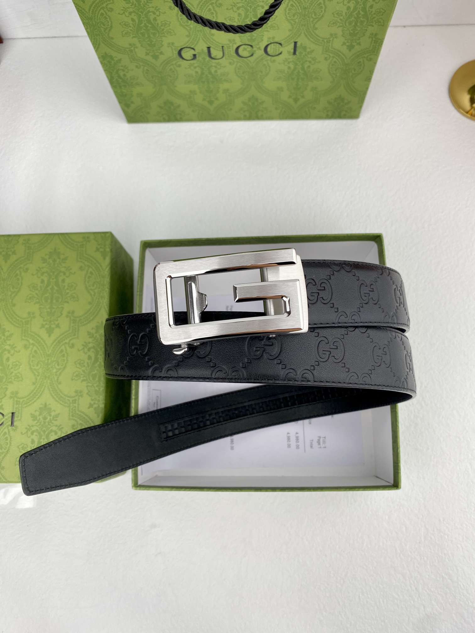 Gucci进口原版头层牛皮宽3.5C