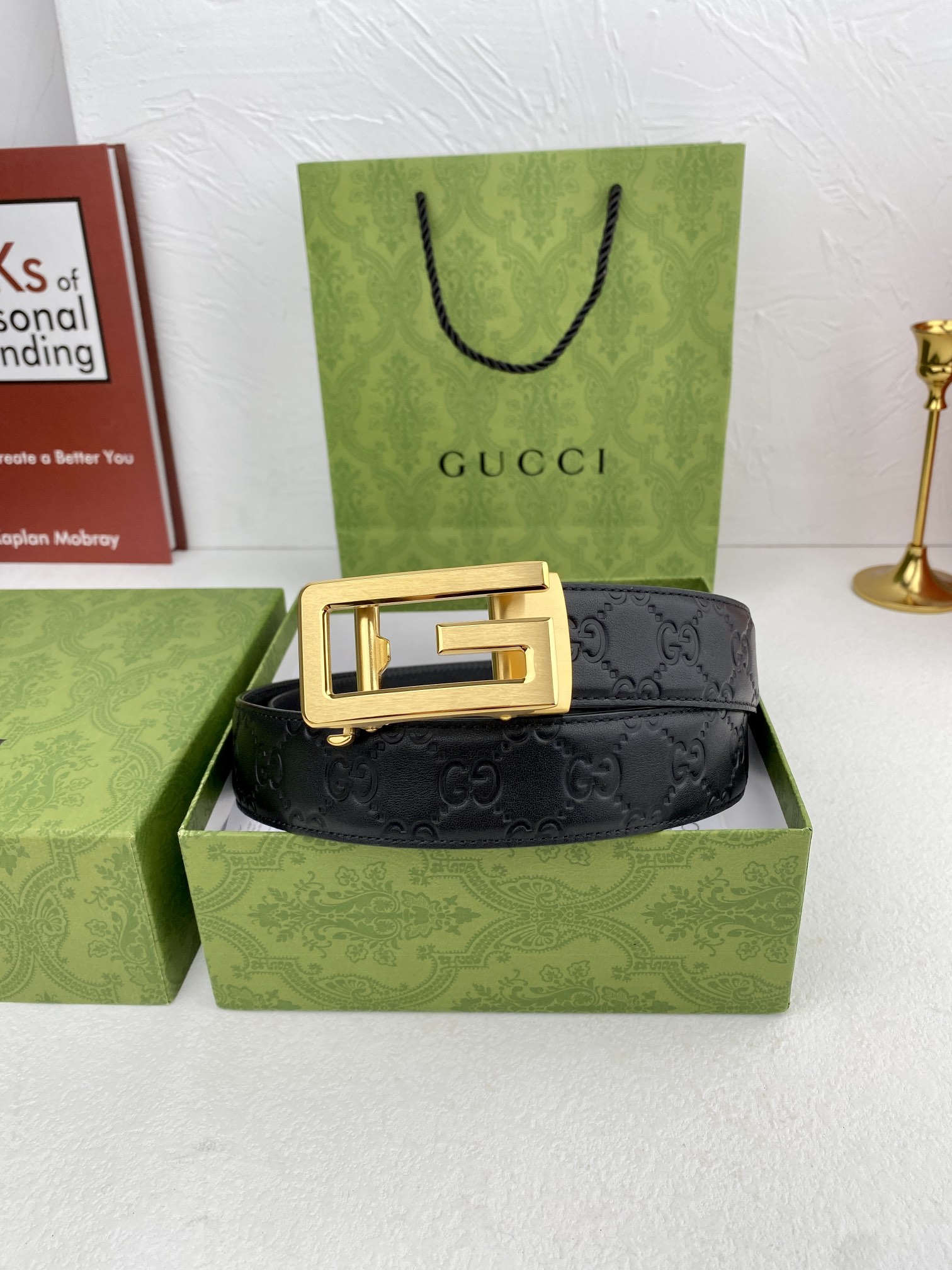Gucci进口原版头层牛皮宽3.5C