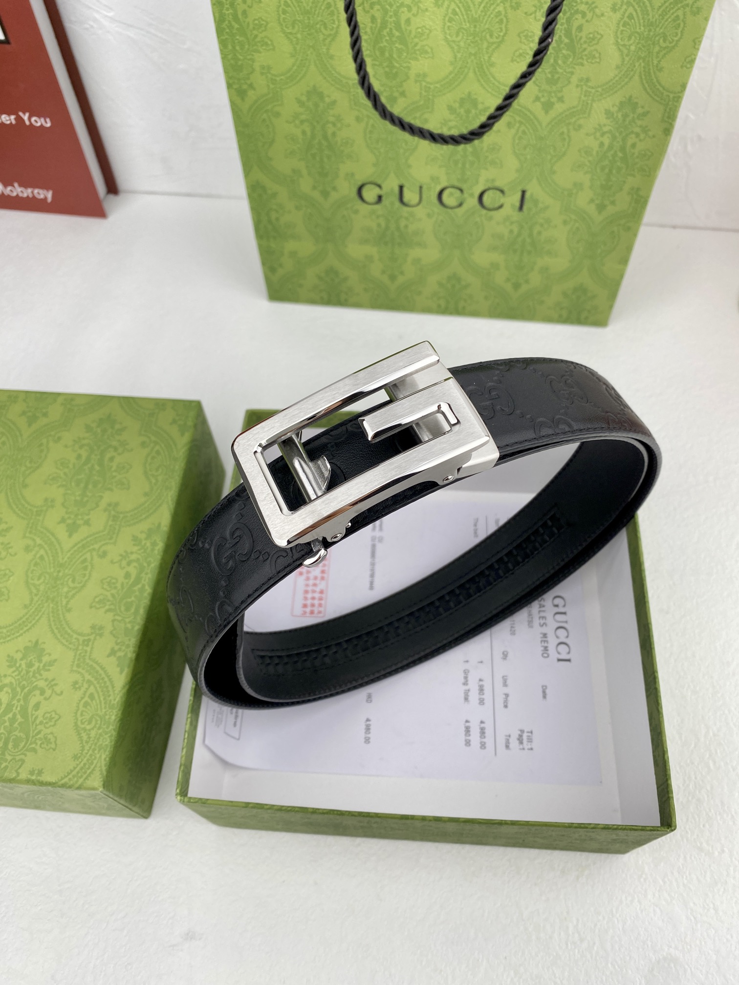 Gucci进口原版头层牛皮宽3.5C