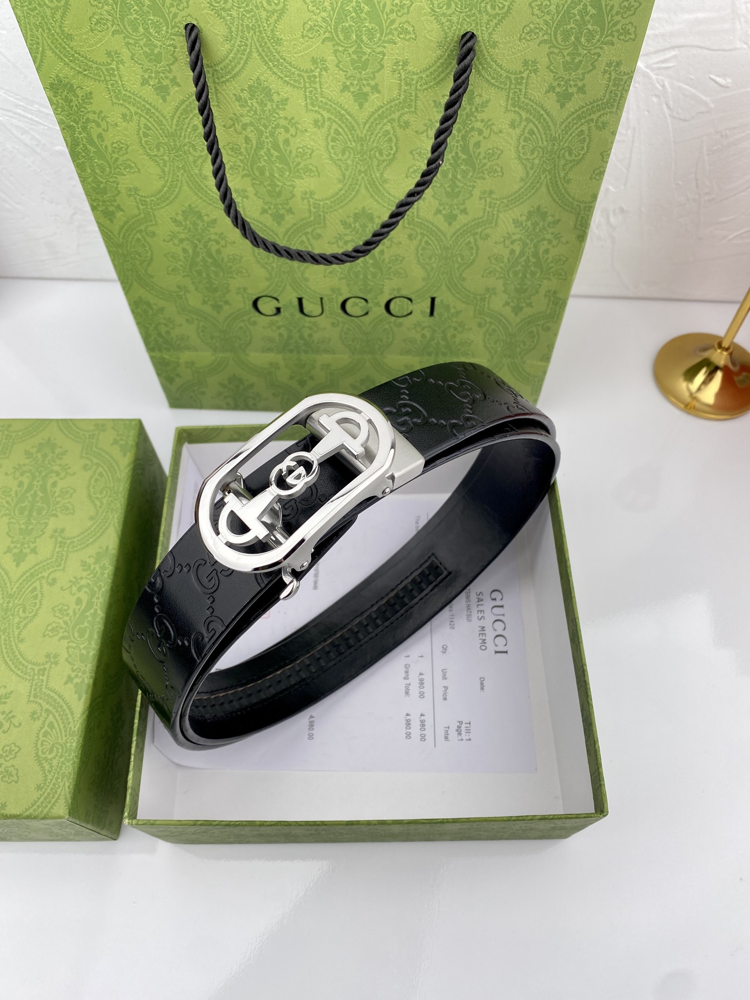 Gucci进口原版头层牛皮宽3.5C