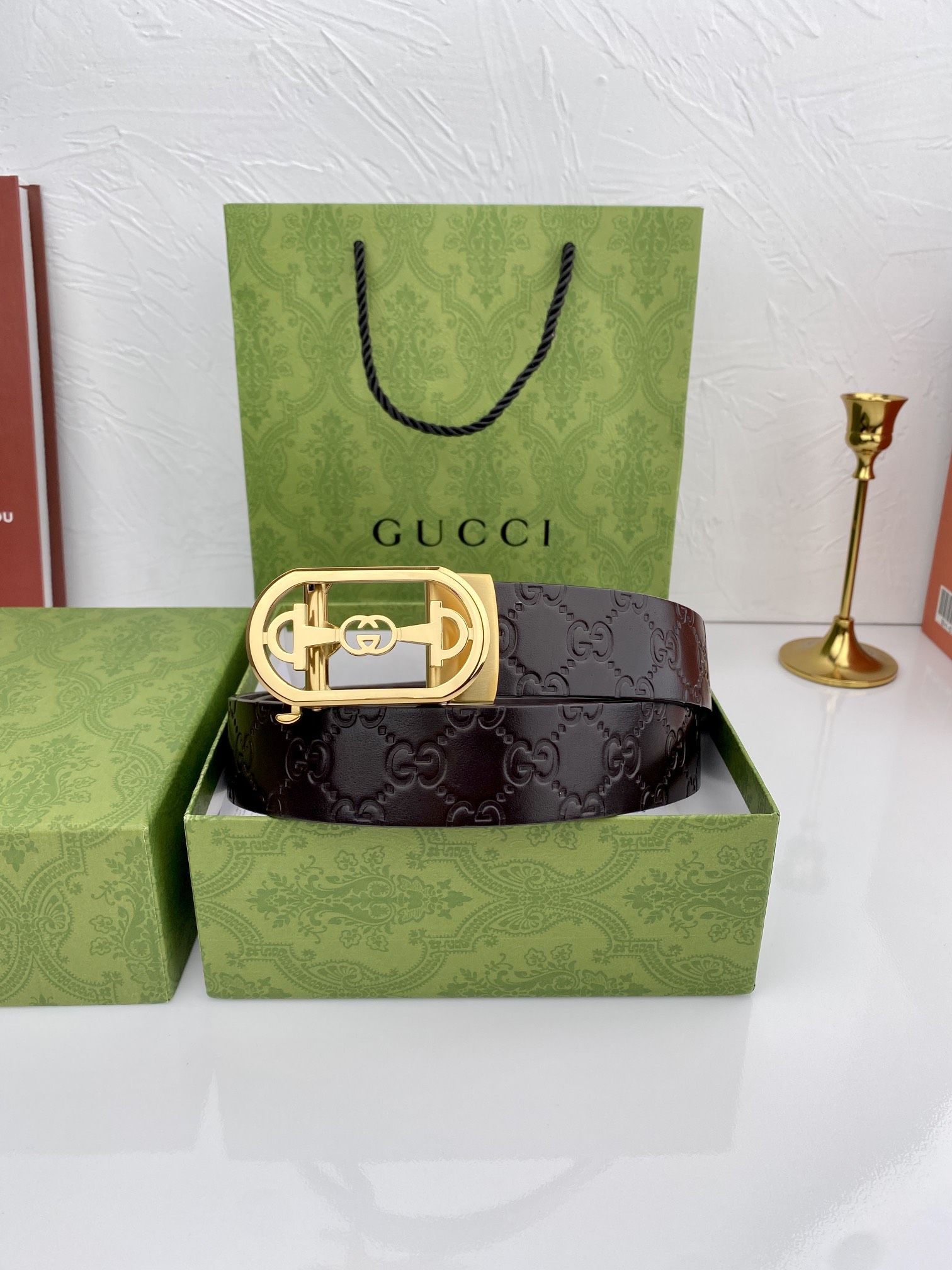 Gucci进口原版头层牛皮宽3.5C
