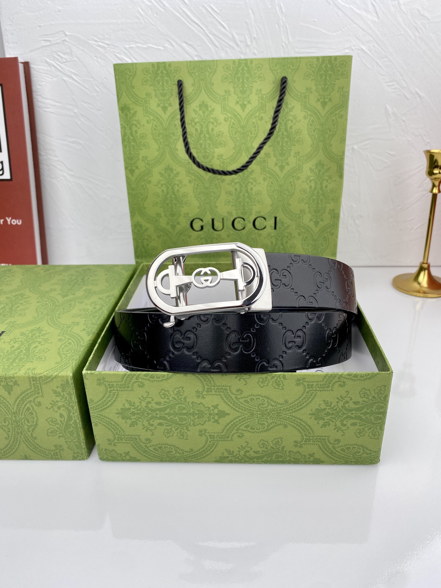 Gucci进口原版头层牛皮宽3.5C