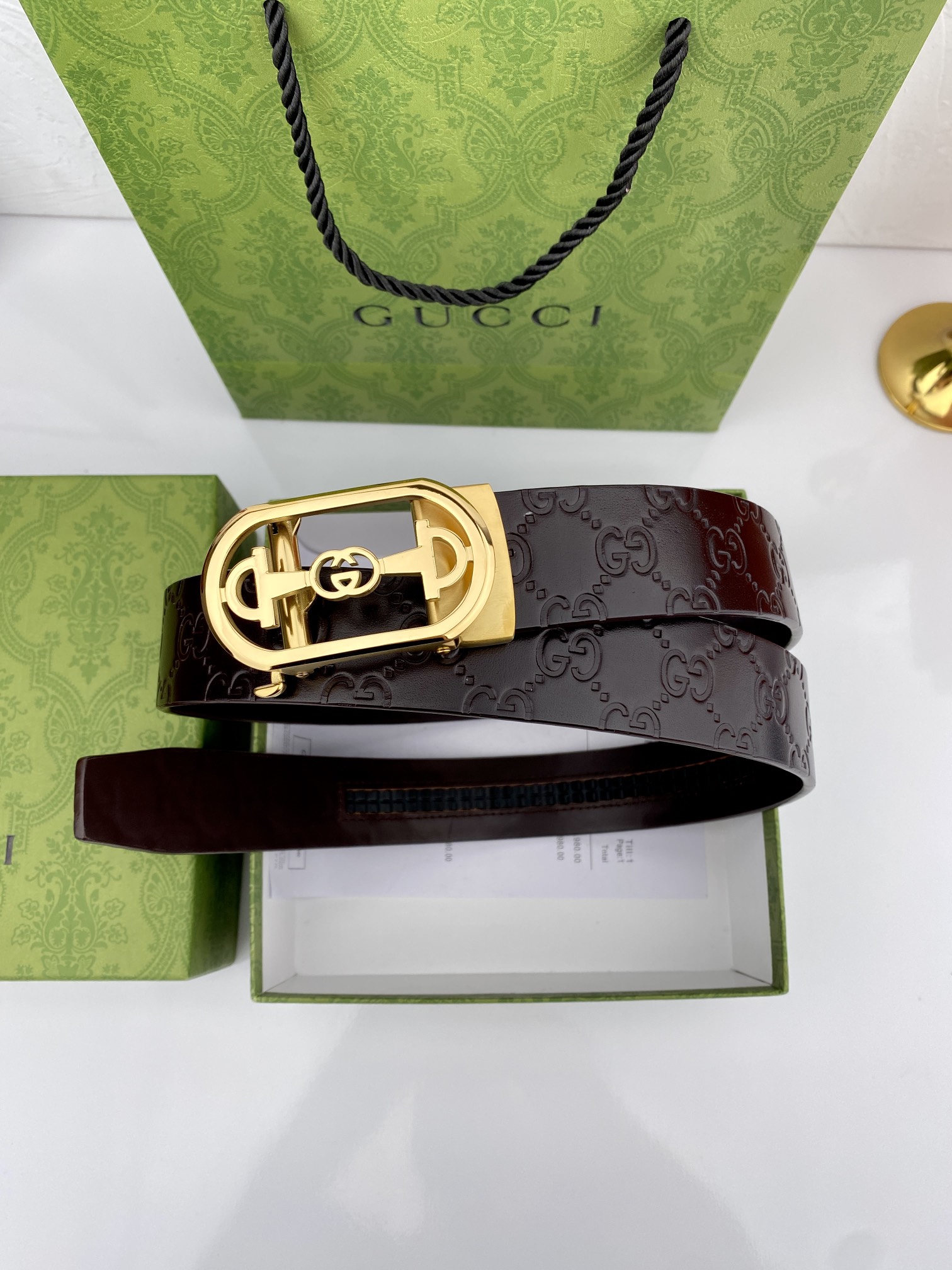 Gucci进口原版头层牛皮宽3.5C