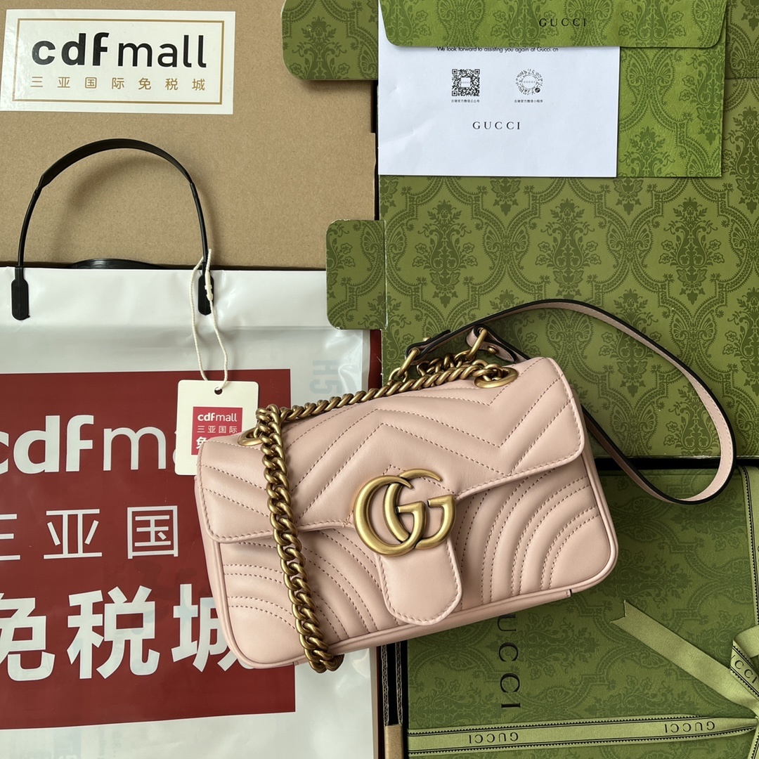 原厂皮配Cdfmall三亚免税店手提袋GGMarmont系列经典之王销售王正品原厂皮#446744尺寸2