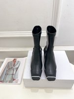Dior Short Boots Black Splicing Calfskin Cowhide Rubber Sheepskin Fall/Winter Collection Fashion Sweatpants
