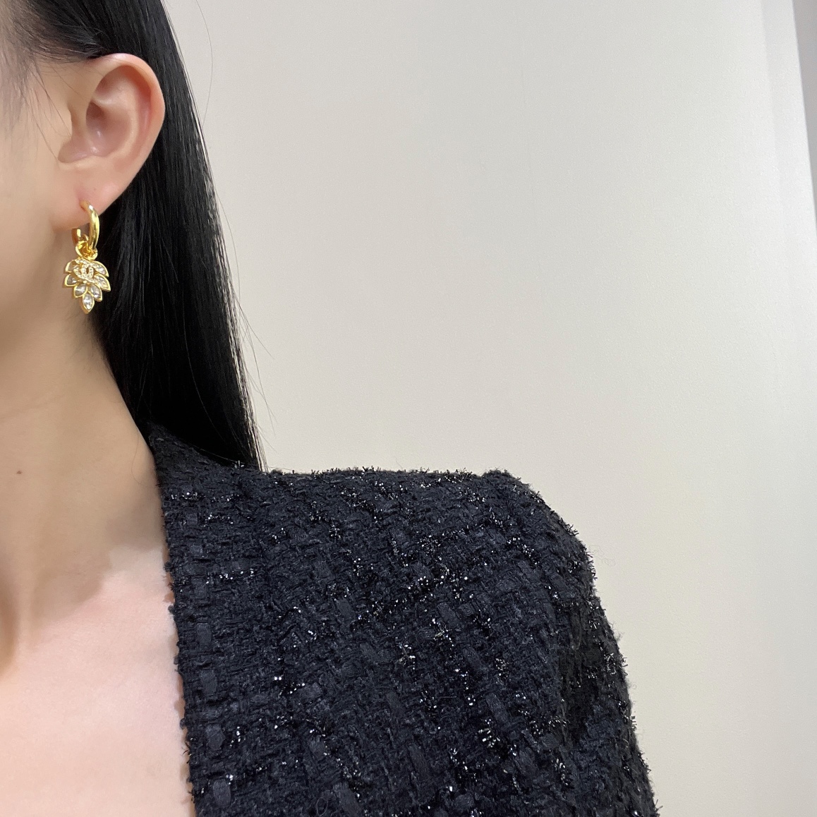 新款☑️CHANEL香奈儿金色双c麦穗耳钉耳环