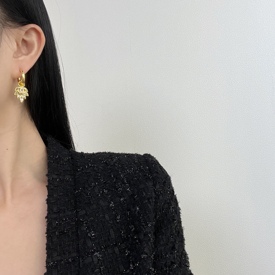 新款☑️CHANEL香奈儿金色双c麦穗耳钉耳环