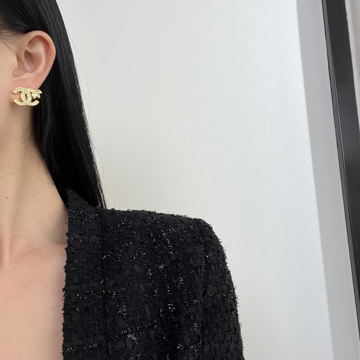 新款☑️CHANEL香奈儿金色双c麦穗耳钉耳环