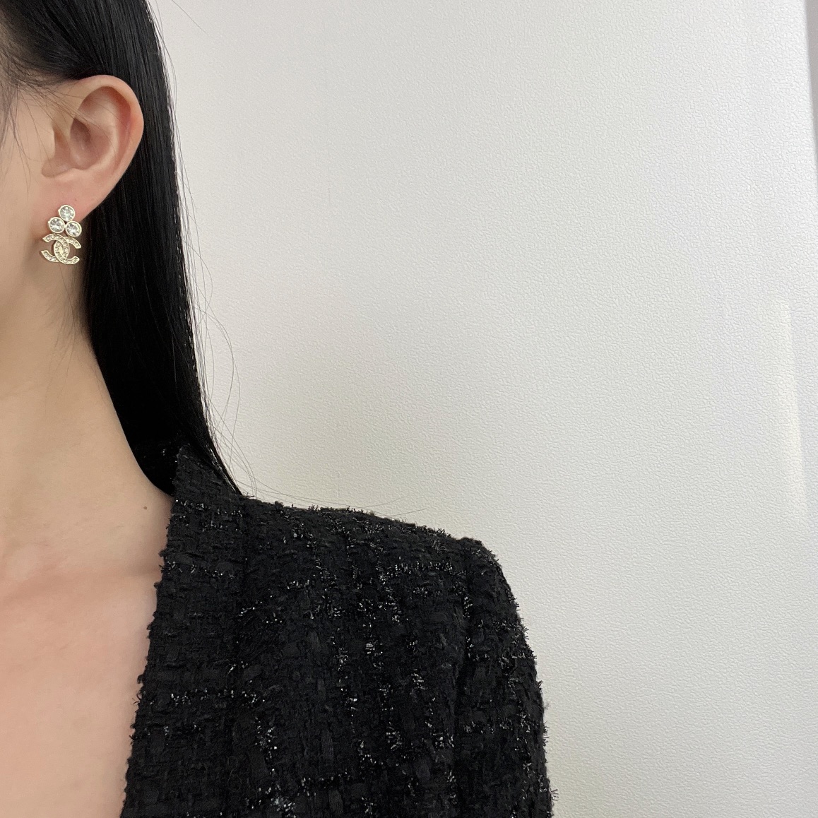 新款☑️CHANEL香奈儿双c三钻耳钉耳环
