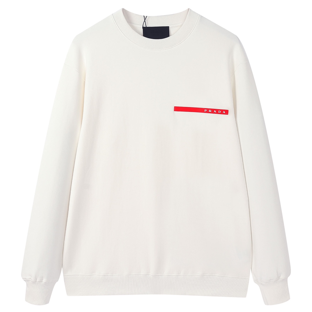 PRAD*2024AW nueva sudadera de cuello redondo de otoño e invierno. Cinta roja con logo de letras en el pecho. Tejido de …