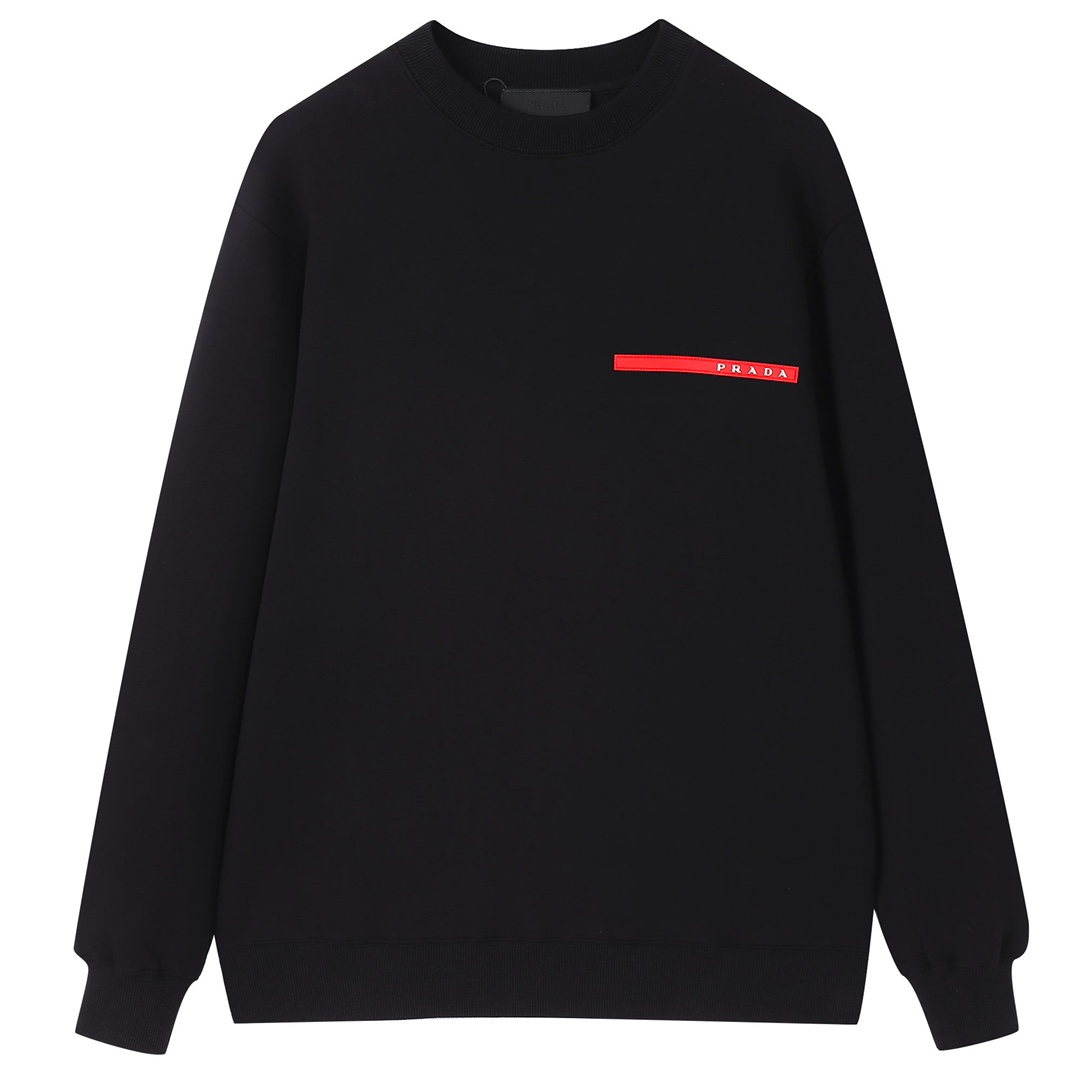 PRAD*2024AW nueva sudadera de cuello redondo de otoño e invierno. Cinta roja con logo de letras en el pecho. Tejido de …