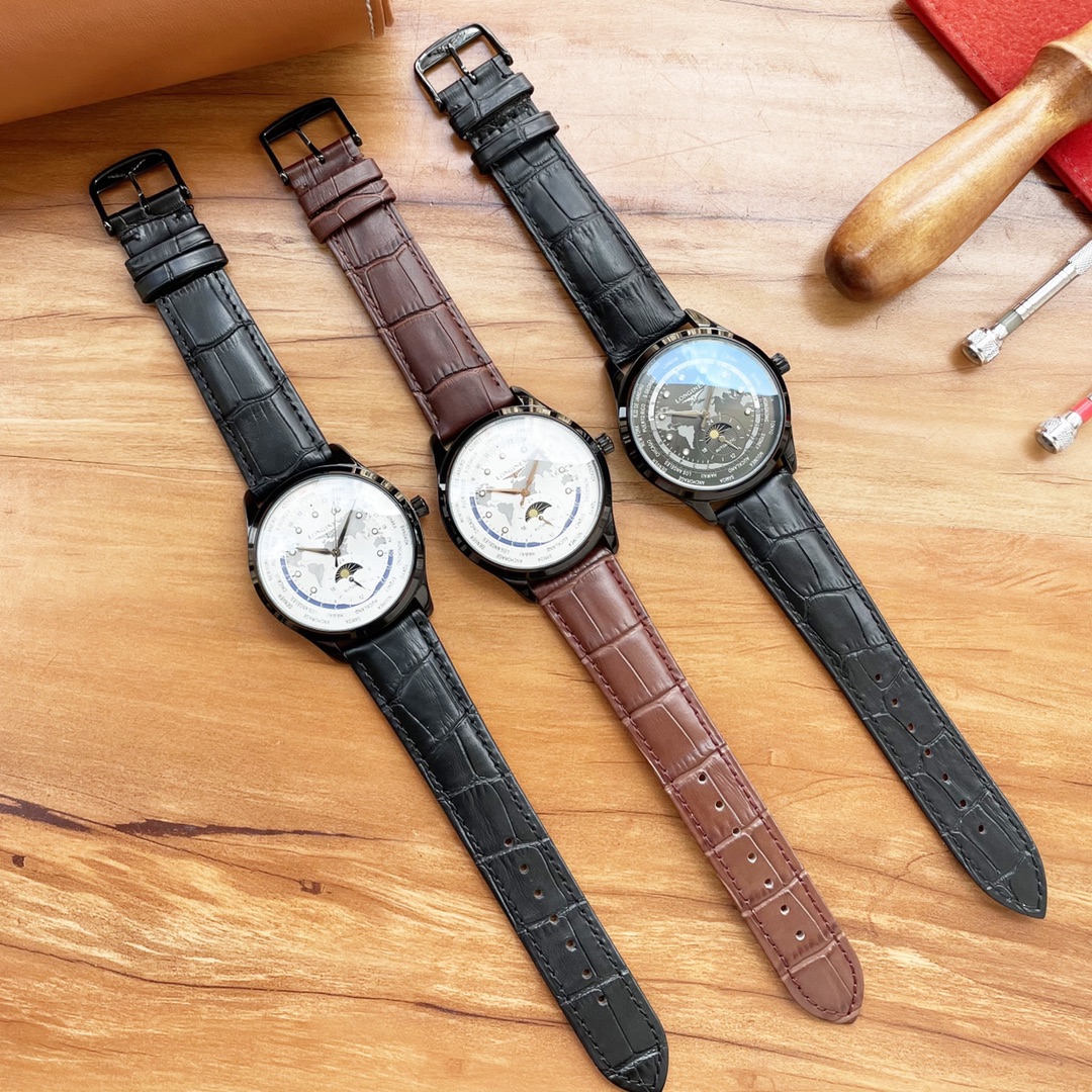 男人挚爱 星辰腕表 最新：浪琴 Longines 最佳设计独家首发 类型：精品男士腕表 表带：真牛皮表带 机芯：高端全自动机械机芯 镜面：矿物质强化玻璃更高清 品味高雅 浩瀚大气 匠心独运 腕间瑰宝 尺寸：直径41mm厚12mm热卖上市欢迎转载