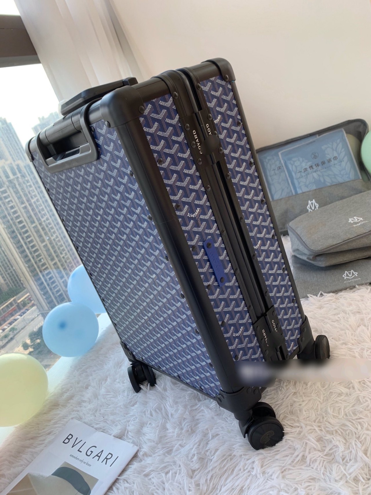 Goyard Stylish Rolling Luggage Suitcase, Vintage Style with Signature Print 4 a1665287842691 3145