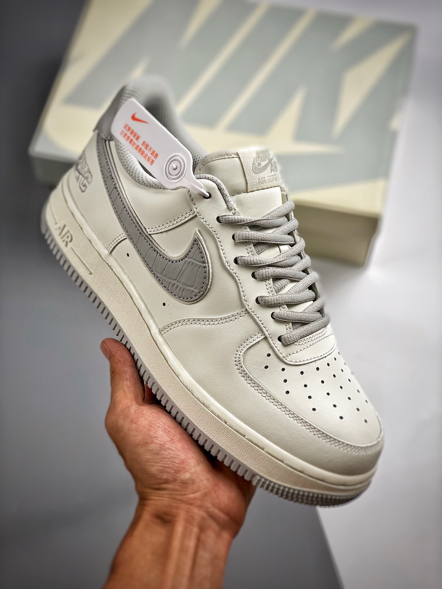 Núcleo 4 Nike Air Force 1 "Piel de cocodrilo gris crema" Nueva York zapatillas casuales de skate de caña baja…