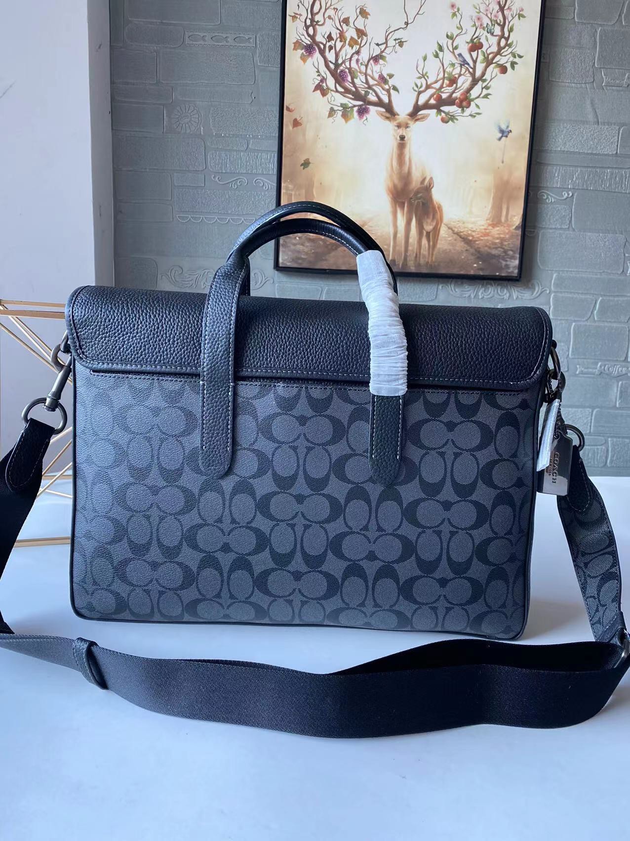 Coach 新款COACH 蔻驰C9873 新款Sullivan系列男士商务公文包 PVC老花料拼皮材质