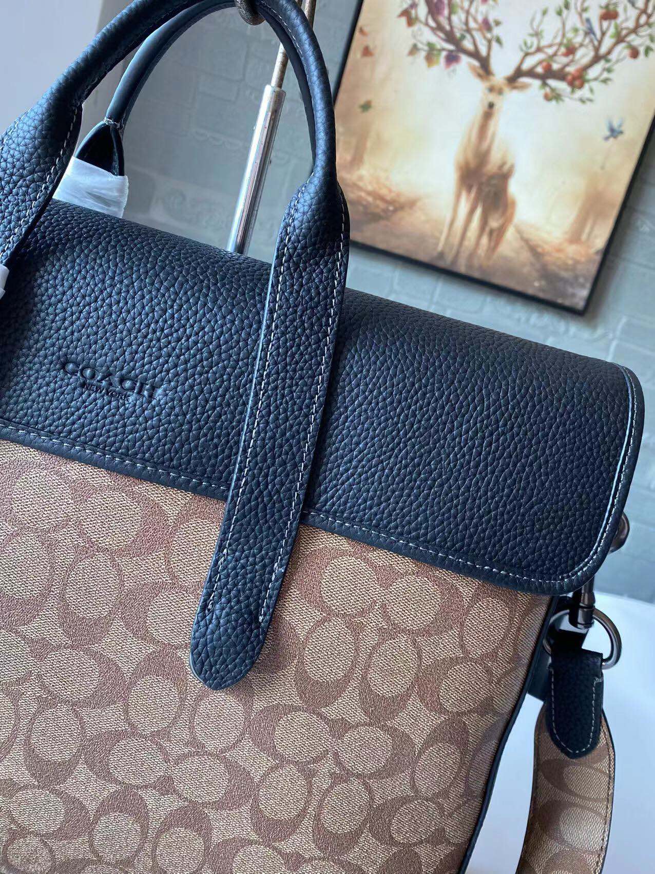 Coach 新款COACH 蔻驰C9873 新款Sullivan系列男士商务公文包 PVC老花料拼皮材质