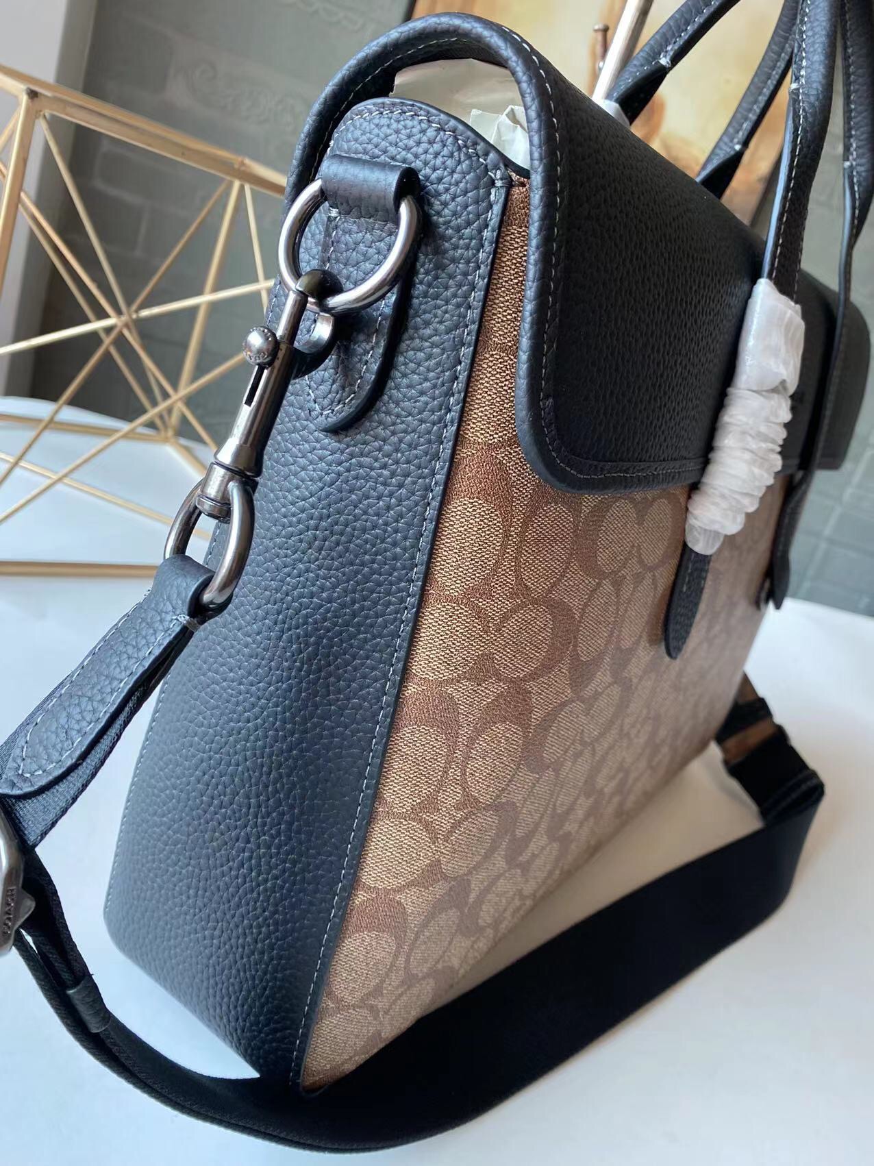 Coach 新款COACH 蔻驰C9873 新款Sullivan系列男士商务公文包 PVC老花料拼皮材质